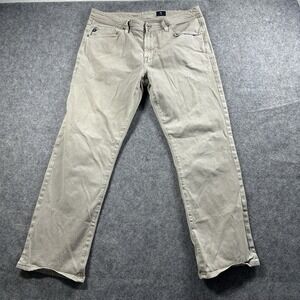AG Adriano Goldschmied The Graduate Pants Mens 34 Khaki Tan Tailored Leg Stretch
